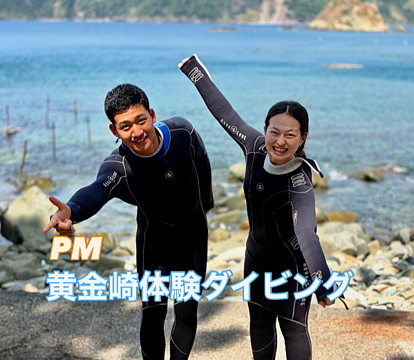 黄金崎の海へスムーズにエントリーする水泳経験者のカップル